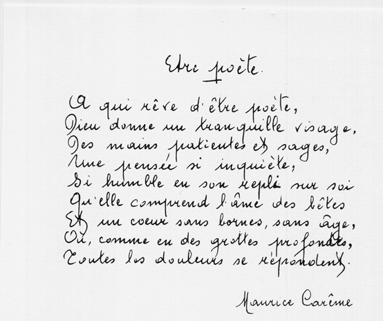 Maurice Carême: Etre poète